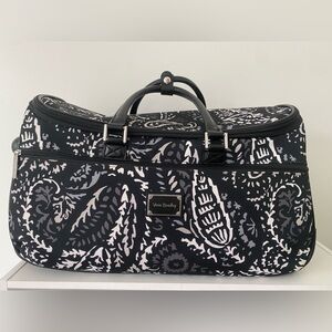 Vera Bradley Black & White Duffle Bag with Suitcase Wheels & Handle